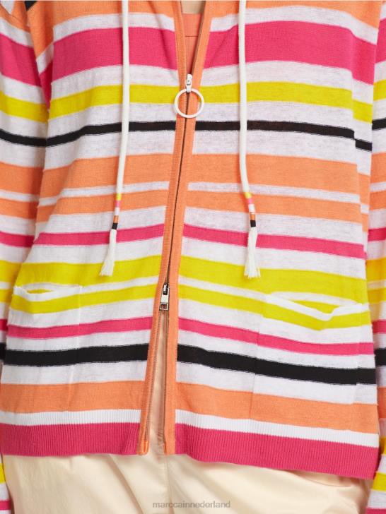 kleding lichte kalk 464J367 sportief vest met strepen Marc Cain