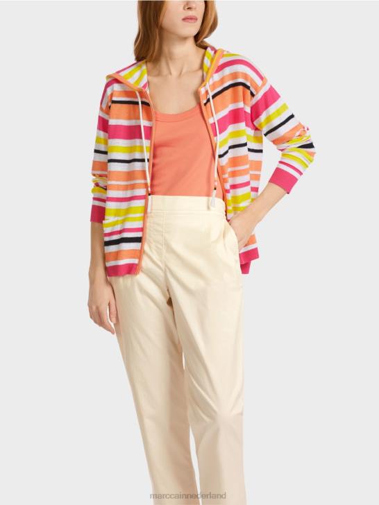 kleding lichte kalk 464J367 sportief vest met strepen Marc Cain