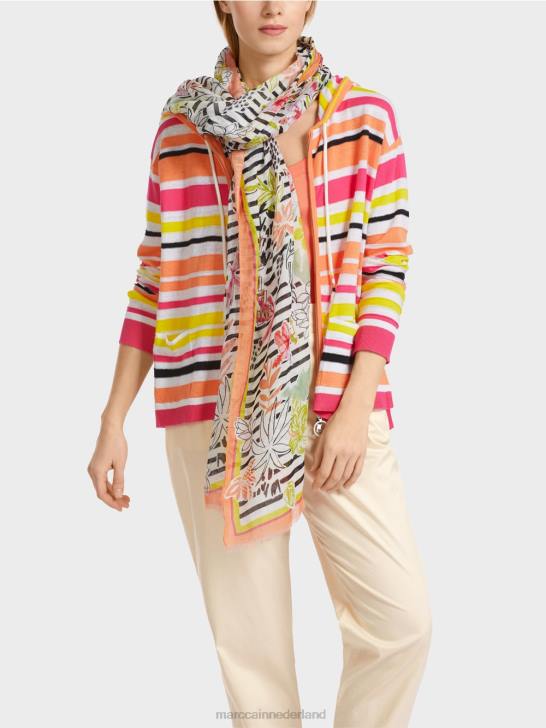 kleding lichte kalk 464J367 sportief vest met strepen Marc Cain