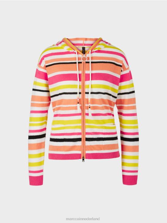 kleding lichte kalk 464J367 sportief vest met strepen Marc Cain