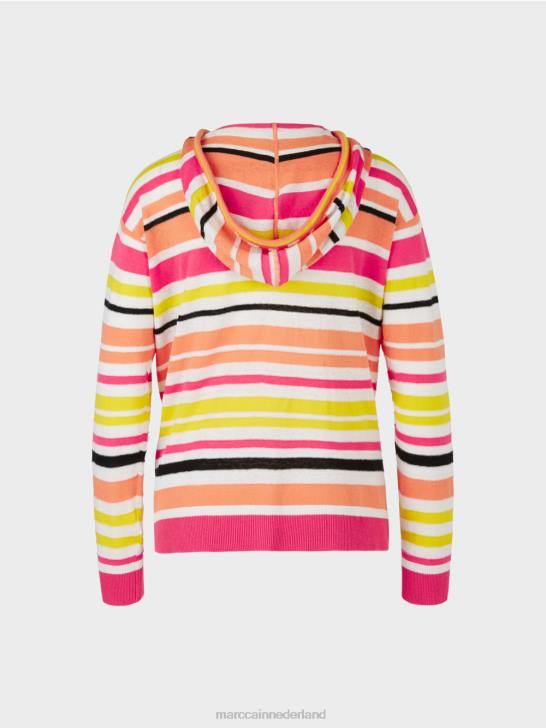 kleding lichte kalk 464J367 sportief vest met strepen Marc Cain