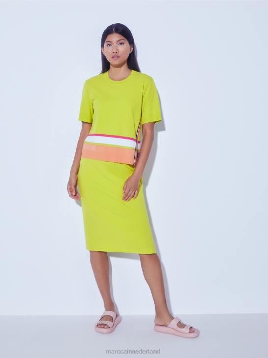 kleding lichte kalk 464J367 sportief vest met strepen Marc Cain