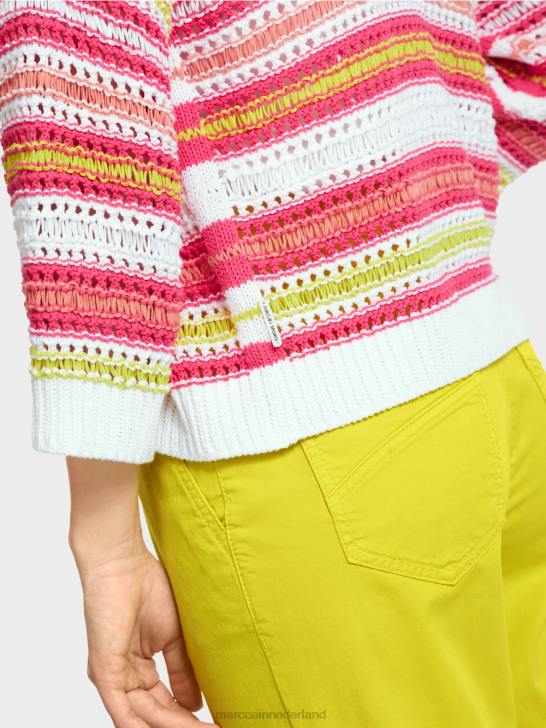 kleding lichte kalk 464J368 gestreept vest \"gebreid in Duitsland\" Marc Cain