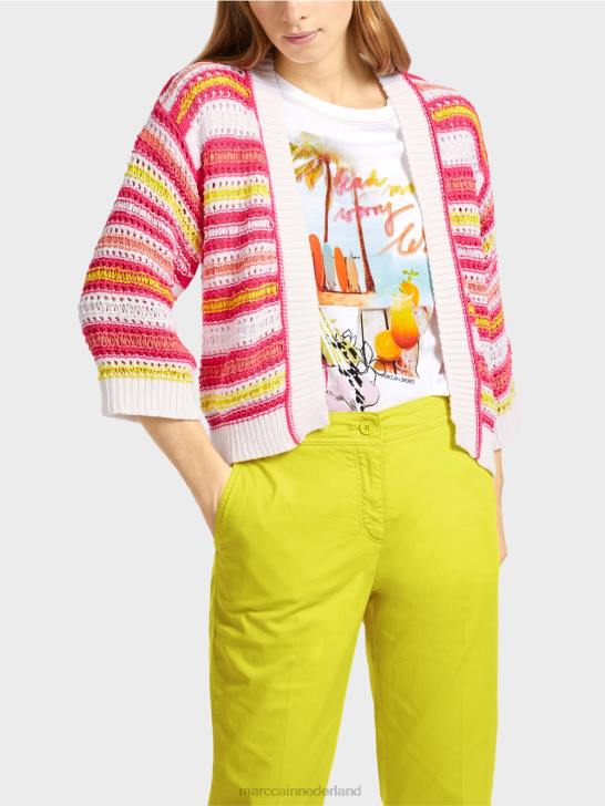 kleding lichte kalk 464J368 gestreept vest \"gebreid in Duitsland\" Marc Cain