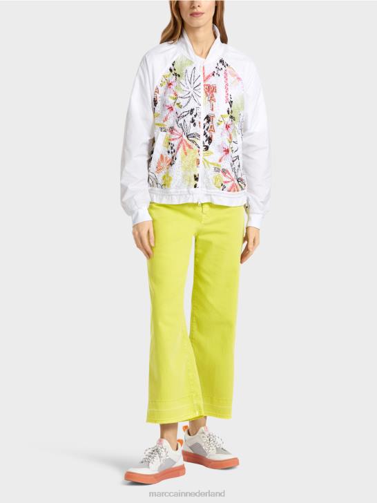 kleding lichte kalk 464J372 jasje met kleurrijke inzetstukken Marc Cain