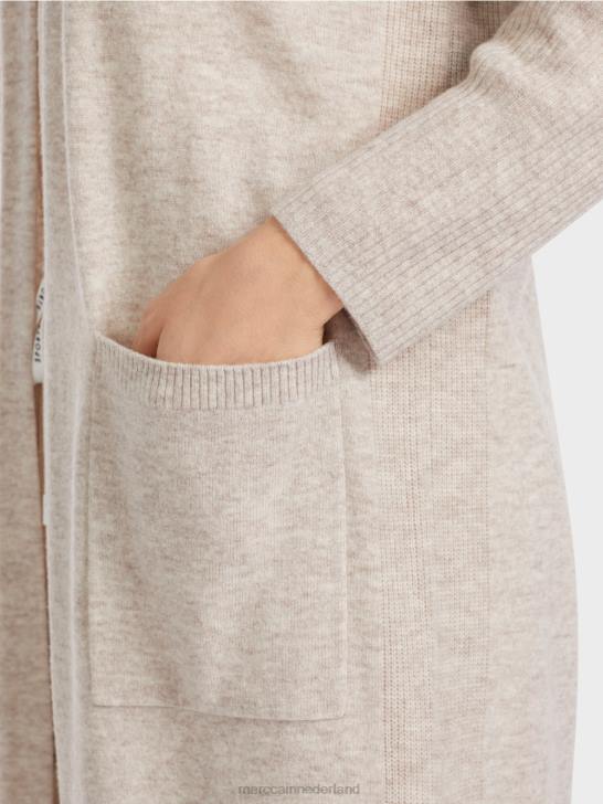 kleding lichte steen 464J337 lange gebreide \"rethink Together\" jas Marc Cain