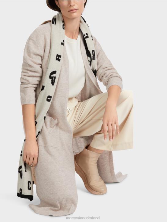 kleding lichte steen 464J337 lange gebreide \"rethink Together\" jas Marc Cain