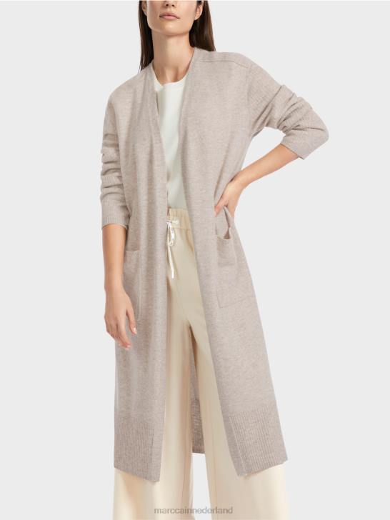 kleding lichte steen 464J337 lange gebreide \"rethink Together\" jas Marc Cain