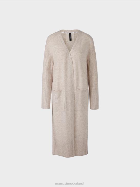 kleding lichte steen 464J337 lange gebreide \"rethink Together\" jas Marc Cain