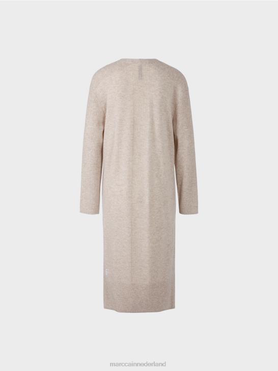 kleding lichte steen 464J337 lange gebreide \"rethink Together\" jas Marc Cain