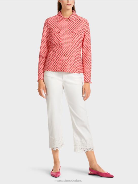 kleding mandarijn 464J416 jasje met stippenpatroon Marc Cain