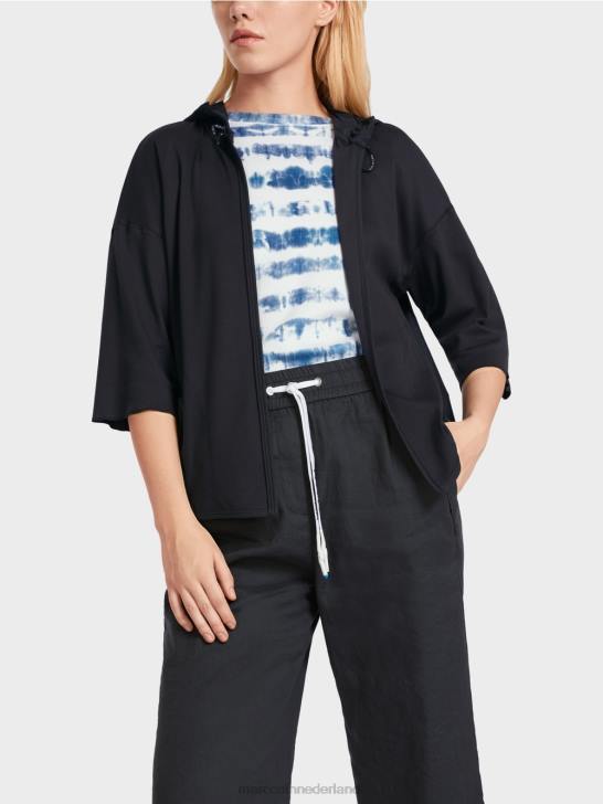 kleding middernacht blauw 464J363 casual jasje gemaakt van een stofmix Marc Cain