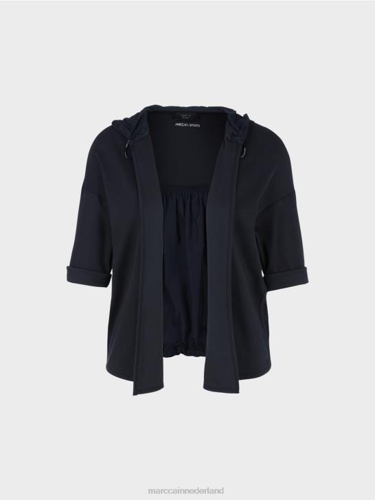 kleding middernacht blauw 464J363 casual jasje gemaakt van een stofmix Marc Cain