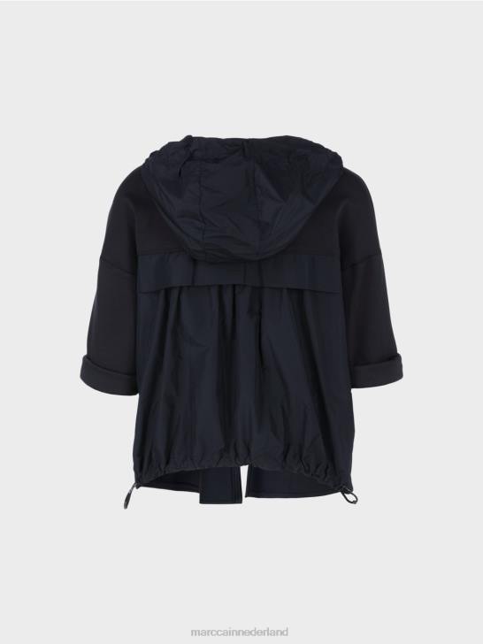 kleding middernacht blauw 464J363 casual jasje gemaakt van een stofmix Marc Cain
