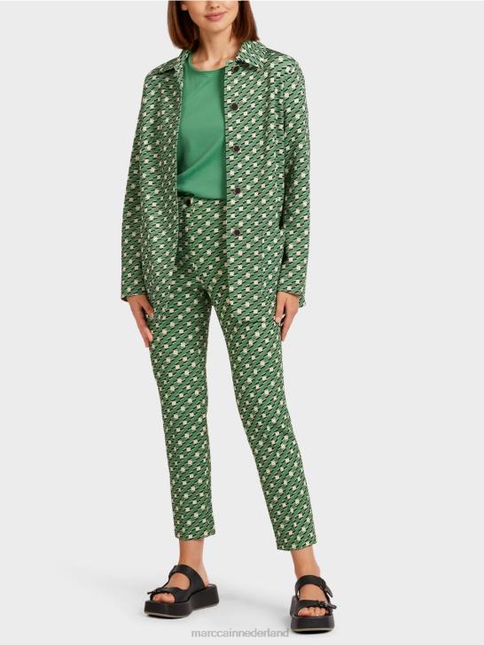 kleding mosgroen 464J439 overhemdjasje met metalen knopen Marc Cain