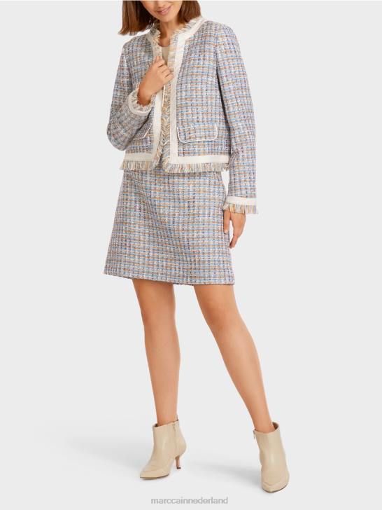 kleding sfeervol blauw 464J442 Een kort jasje van bouclékatoen Marc Cain