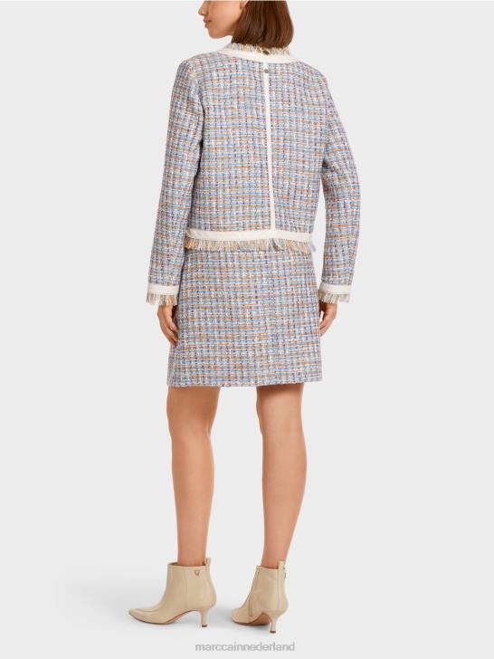 kleding sfeervol blauw 464J442 Een kort jasje van bouclékatoen Marc Cain