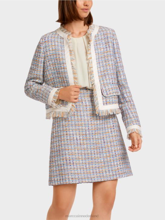 kleding sfeervol blauw 464J442 Een kort jasje van bouclékatoen Marc Cain