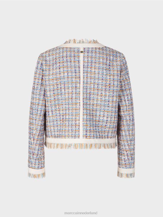 kleding sfeervol blauw 464J442 Een kort jasje van bouclékatoen Marc Cain