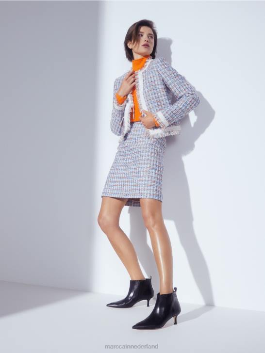 kleding sfeervol blauw 464J442 Een kort jasje van bouclékatoen Marc Cain