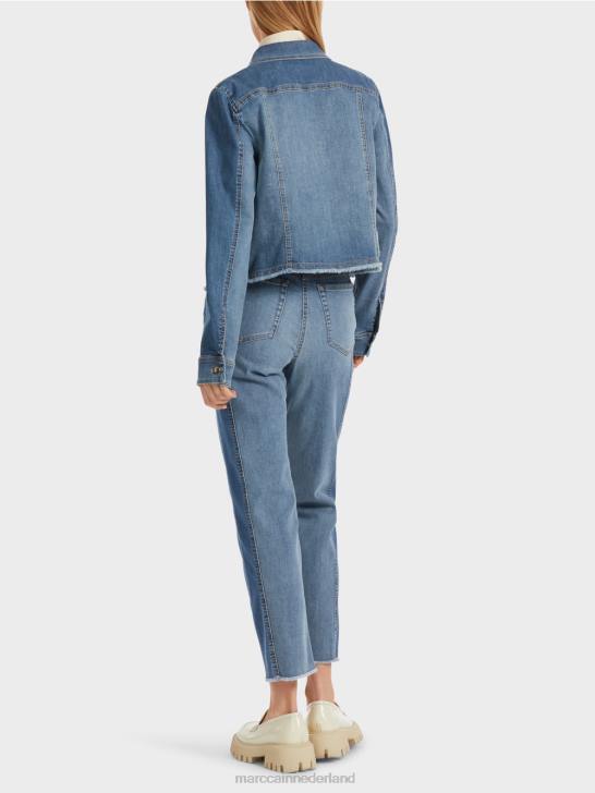 kleding vintage blauw 464J325 Denim jack met patchworkdesign Marc Cain