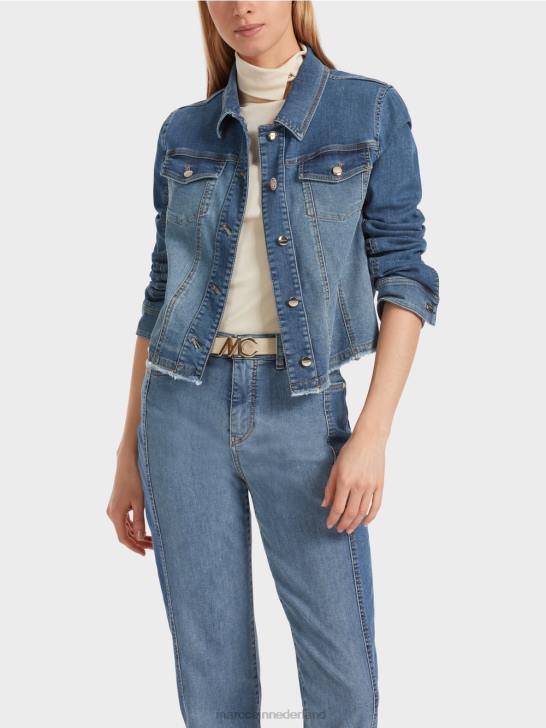 kleding vintage blauw 464J325 Denim jack met patchworkdesign Marc Cain