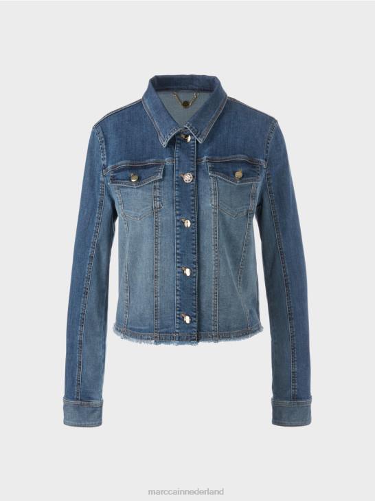 kleding vintage blauw 464J325 Denim jack met patchworkdesign Marc Cain