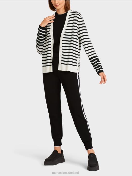 kleding wit en zwart 464J418 gestreept vest Marc Cain