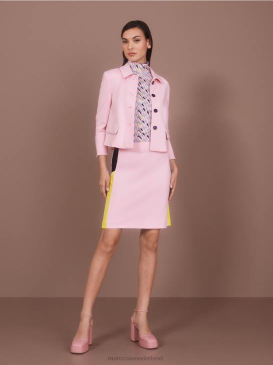 kleding zacht poederroze 464J344 kort jasje met stretch Marc Cain