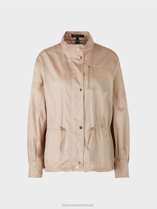 kleding zacht taupe 464J397 casual outdoorjack van katoen Marc Cain