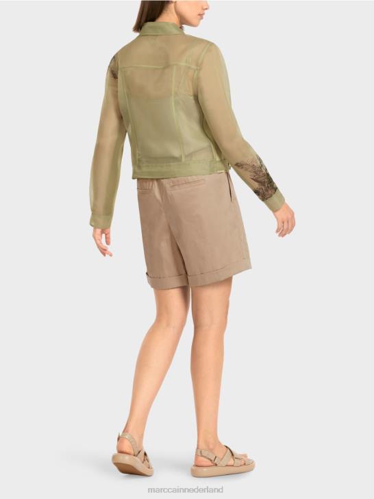 kleding zachte adem 464J396 doorschijnend jasje met bloemenprint Marc Cain