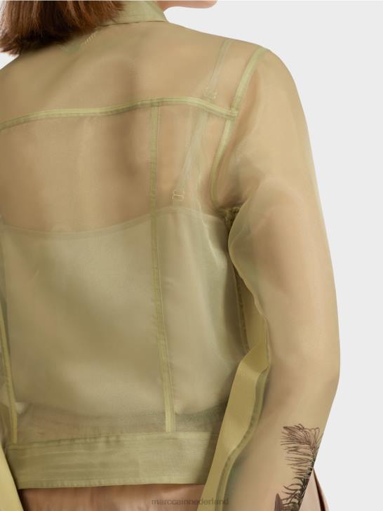 kleding zachte adem 464J396 doorschijnend jasje met bloemenprint Marc Cain