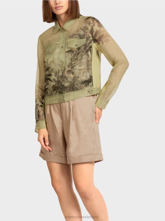 kleding zachte adem 464J396 doorschijnend jasje met bloemenprint Marc Cain