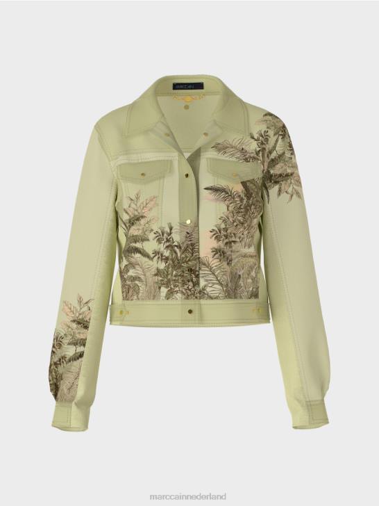 kleding zachte adem 464J396 doorschijnend jasje met bloemenprint Marc Cain