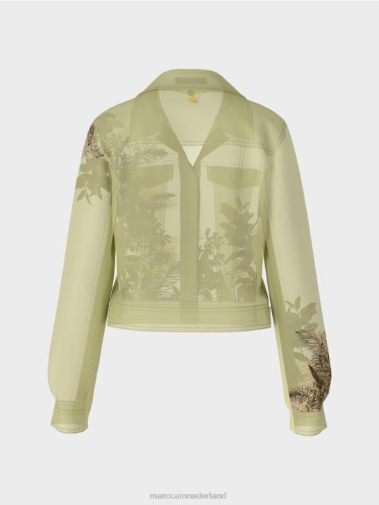 kleding zachte adem 464J396 doorschijnend jasje met bloemenprint Marc Cain