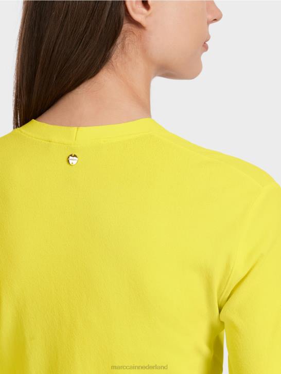 kleding zachte citroen 464J349 V-hals \"rethink Together\" vest Marc Cain