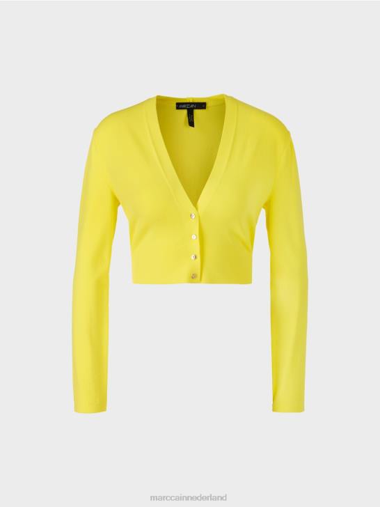 kleding zachte citroen 464J349 V-hals \"rethink Together\" vest Marc Cain