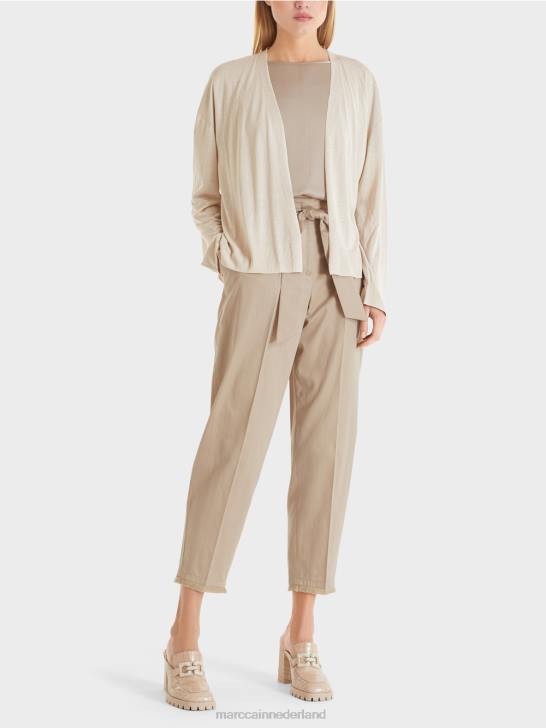 kleding zachte parelmelange 464J403 vest met glanseffect Marc Cain