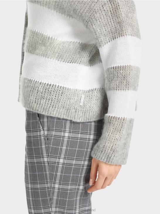 kleding zilver grijs 464J327 v-vest \"gebreid in Duitsland\" Marc Cain