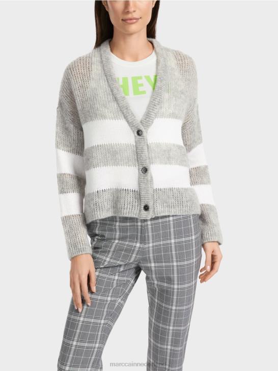 kleding zilver grijs 464J327 v-vest \"gebreid in Duitsland\" Marc Cain