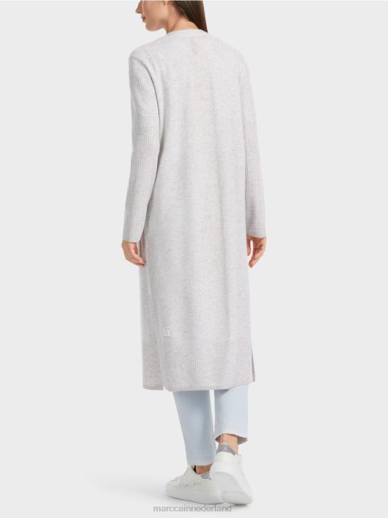 kleding zilver grijs 464J333 lange gebreide \"rethink Together\" jas Marc Cain