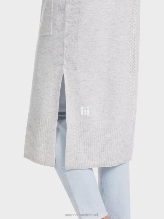 kleding zilver grijs 464J333 lange gebreide \"rethink Together\" jas Marc Cain