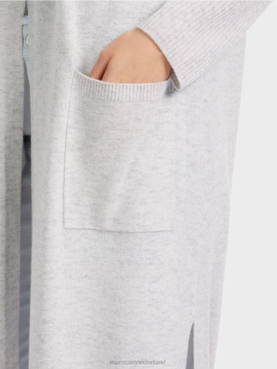 kleding zilver grijs 464J333 lange gebreide \"rethink Together\" jas Marc Cain