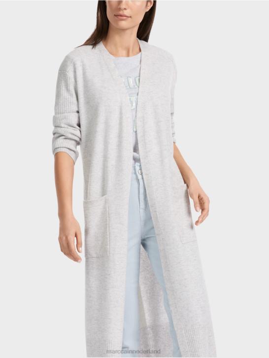 kleding zilver grijs 464J333 lange gebreide \"rethink Together\" jas Marc Cain