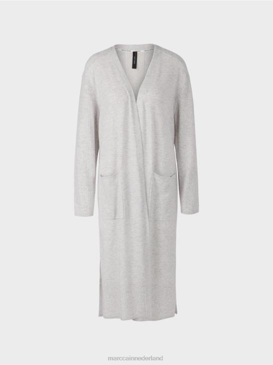 kleding zilver grijs 464J333 lange gebreide \"rethink Together\" jas Marc Cain