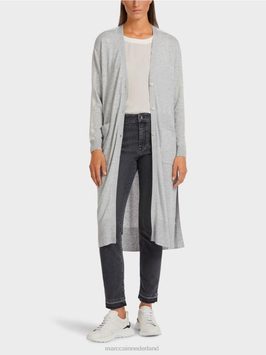 kleding zilver grijs 464J427 midi-lengte vest Marc Cain