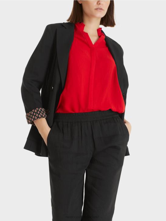 kleding zwart 464J182 linnen jasje met dubbele rij knopen Marc Cain