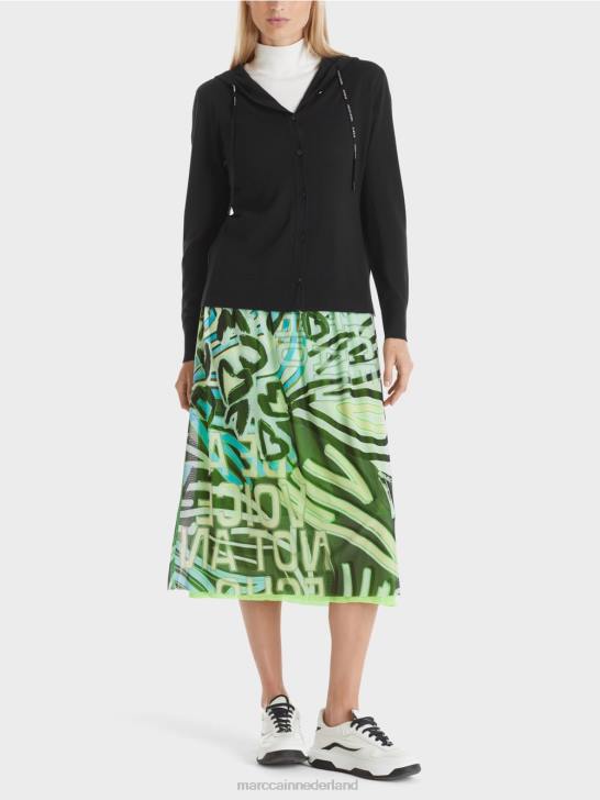 kleding zwart 464J339 Fijngebreid vest "rethink Together". Marc Cain