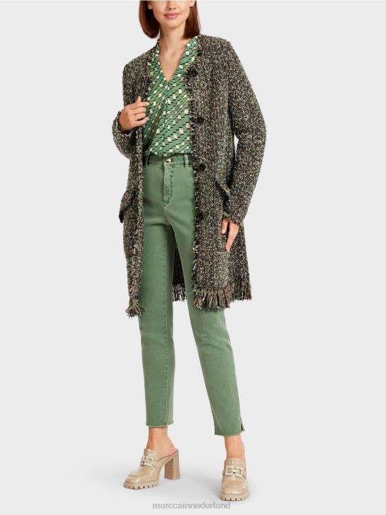 kleding zwart 464J434 vest met franjes "gebreid in Duitsland" Marc Cain