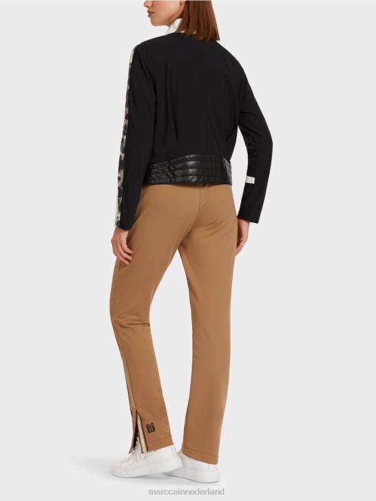 kleding zwart en wit 464J422 jas van een materiaalmix Marc Cain